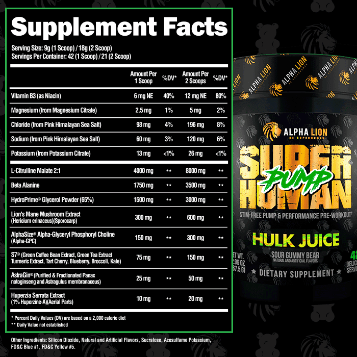 SUPERHUMAN PUMP Non-Stim Pre Workout